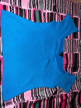 Halogen Bright Blue Knit One-Shoulder Crop Top